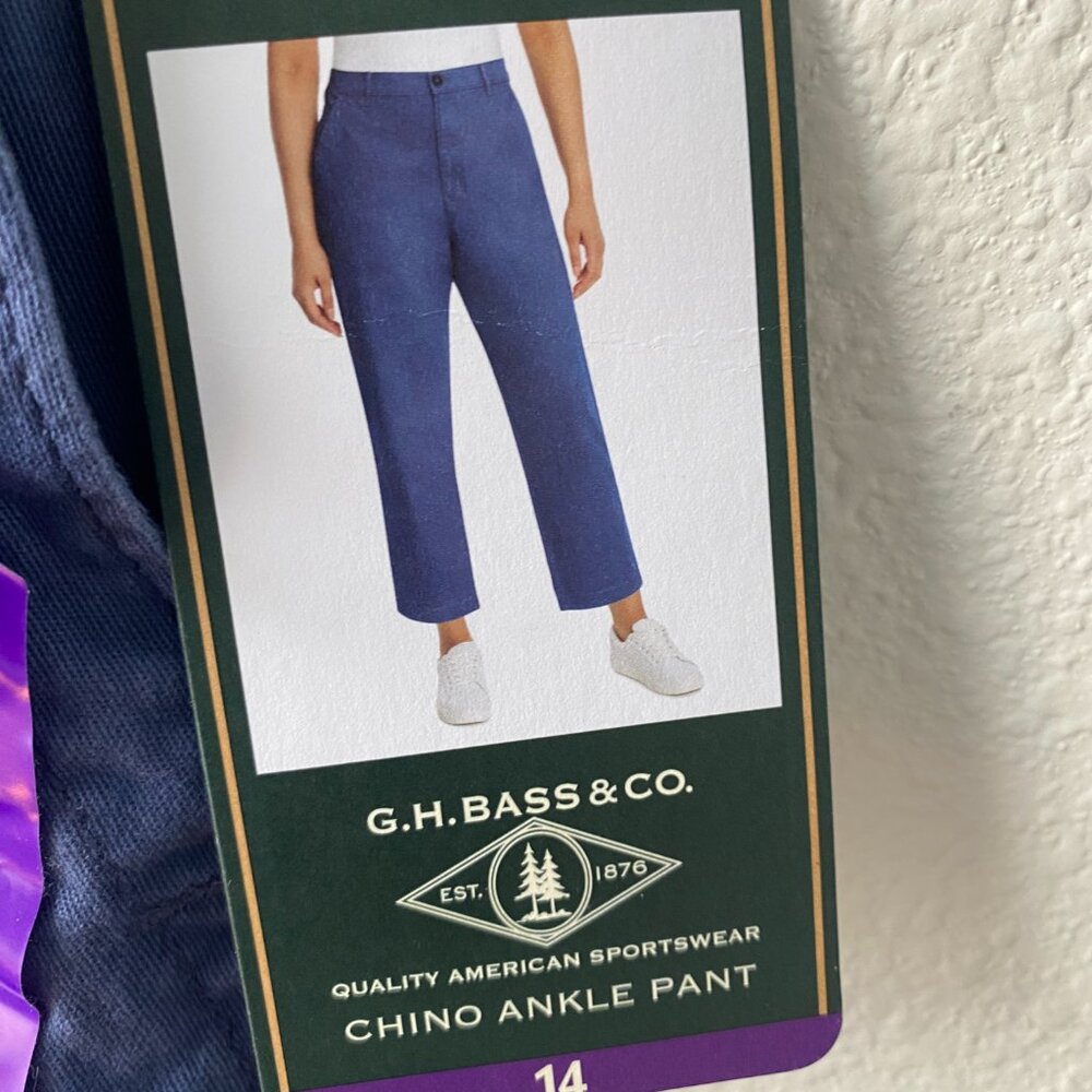 G.H. BASS & CO. Women's Chino Ankle Pant Blue 14 NWT